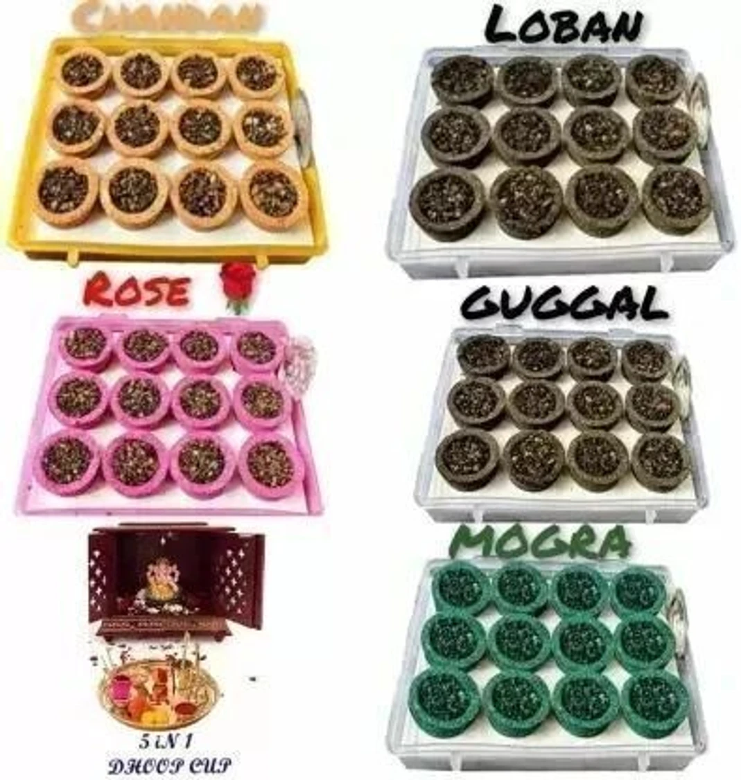 Airofine Fragrance SAMBRANI CUP Rose | Sandal(Chandan) | Mogra | LOBAN | GUGGAL Dhoop Cup For Pooja Rose, Sandal, Jasmine, Guggul Dhoop