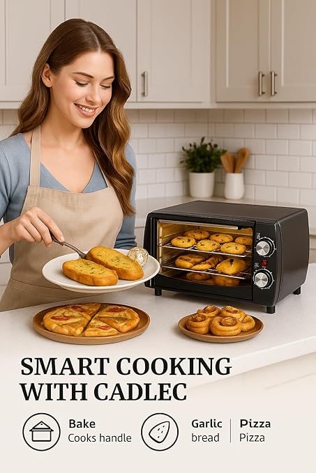 Cadlec Cruise Pro 12L Multi-Function OTG for Kitchen, 1000W Oven Toaster Griller, Bake Grill Toast, Oven for Baking, Adjustable Temperature & Timer, Black, 2 Year Warranty