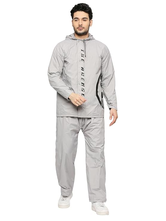 Citizen Avengers Reversible Raincoat for Men with Waterproof Pant, Inbuilt Hood | Durable & Lightweight Rainsuit | Grey