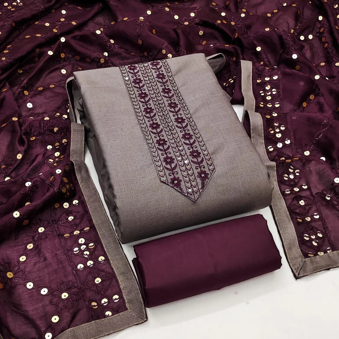 Divastri Unstitched Cotton Blend Salwar Suit Material Embroidered