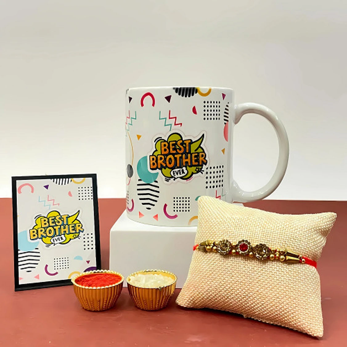 Expleasia Designer PS-23Rakhi-MugCombo-Magnet-03 Assorted Mug, Showpiece Set