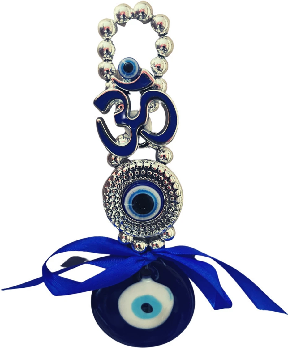 GJ OM Evil Eye Hanging for Home Nazar Battu for Home & Car Good Luck & Prosperity Decorative Showpiece - 16 cm