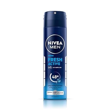 NIVEA Men Fresh Active Deodorant Spray, 150ml | 48 H Active Odour Protection | Long Lasting Smell Deo | Marine Fresh, Lemon and Sandalwood Fragrance | Dermatologically Approved | 150ml