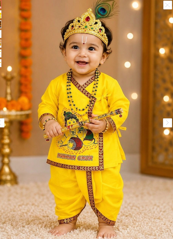 PK HUB Boys Janmashtmi Krishna Cotton Dress Costume
