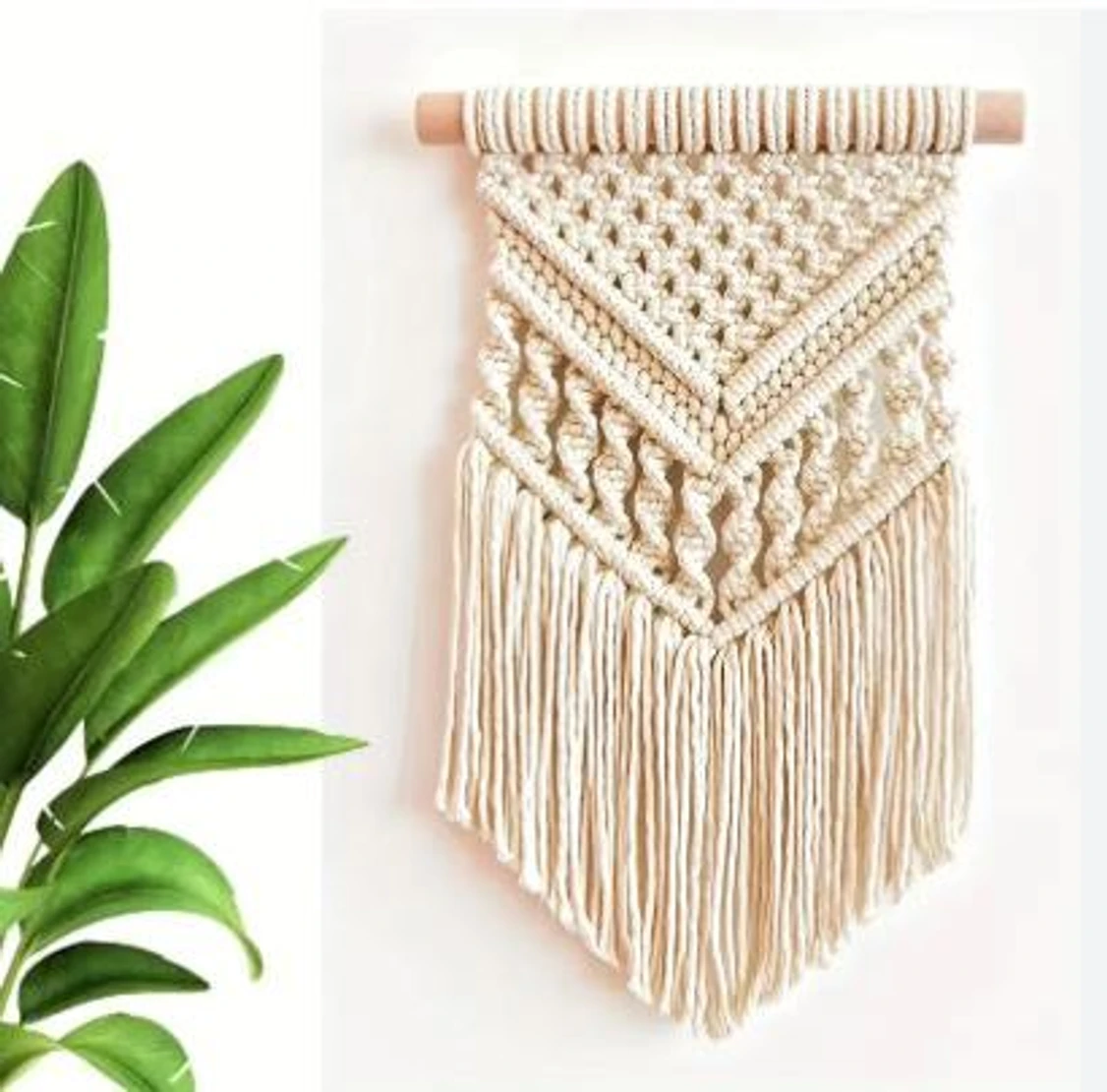 PRIMAH Macrame Wall Hanging, Handwoven Boho Wall Decor with Tassel Fringe