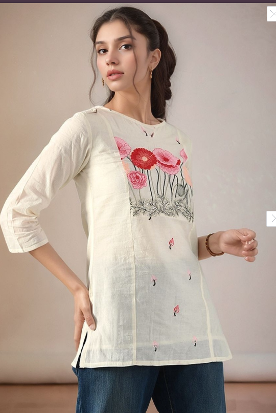 Sangria Women Cotton Embroidered Tunic