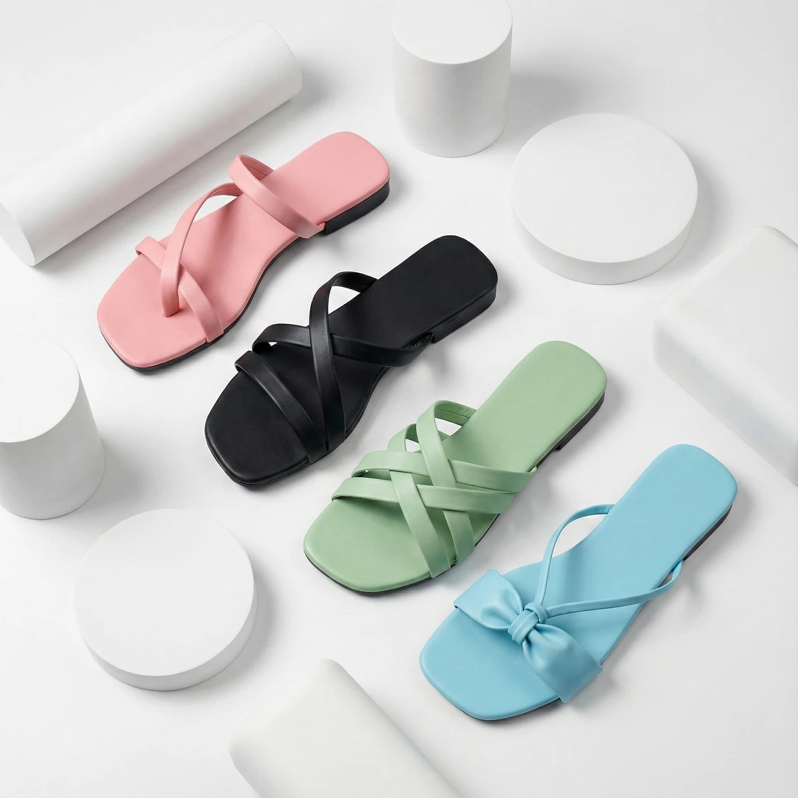SAYERA Women Flats Sandal (Pink, Black, Green, Blue , 6)