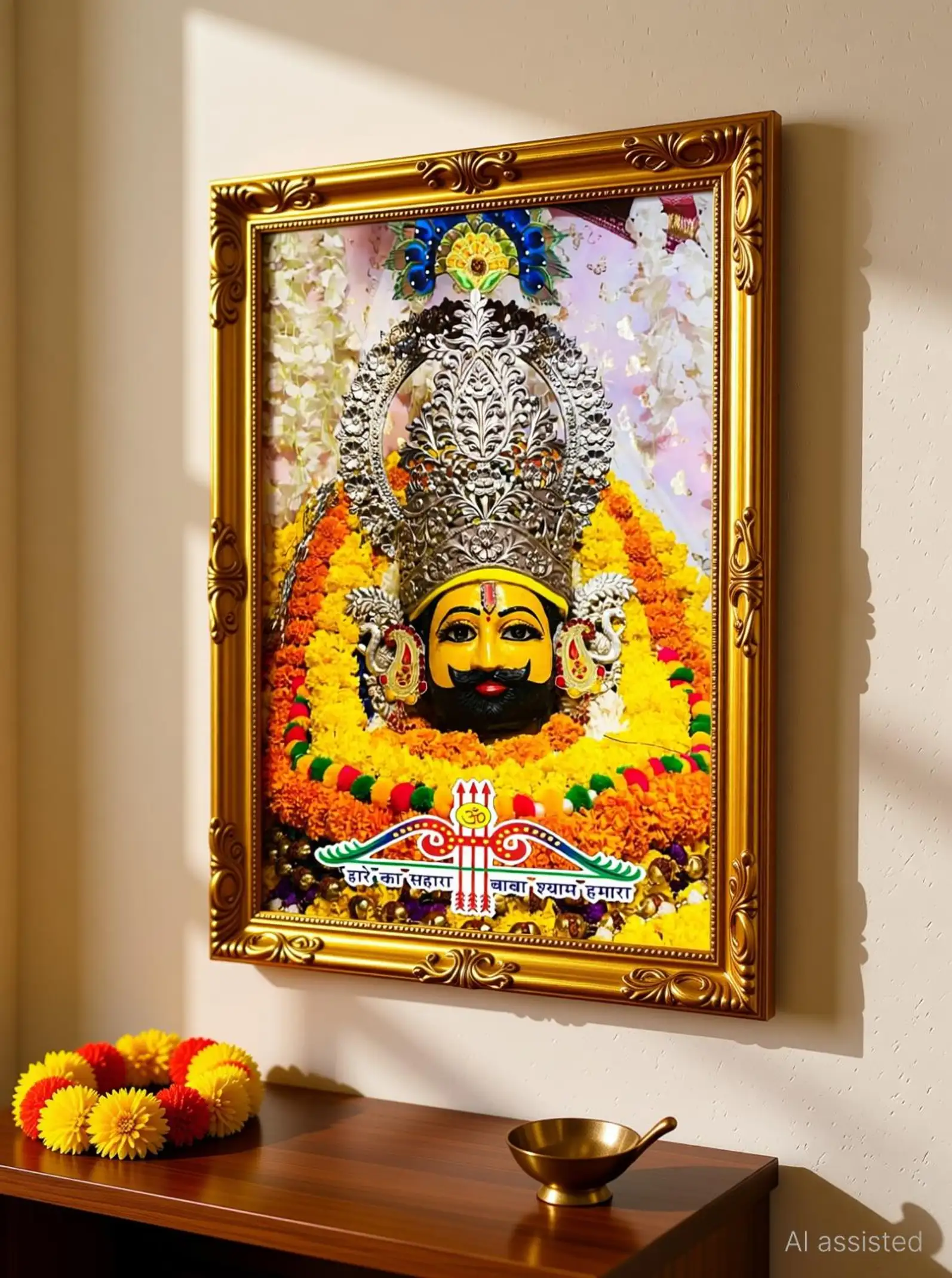 SNDArt Baba khatu Shyam JI Painting With Frame Digital Reprint 11 inch x 14 inch Painting