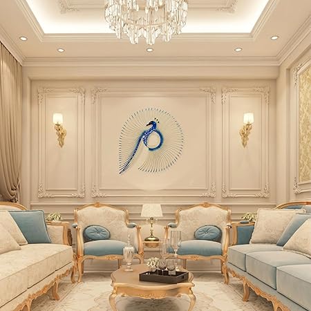 SNS DECOR Alluring Metal Peacock Wall Art Decorations | Perfect 3D Wall Sculpture For Living Room, Bedroom, Drawing Room & Office-Blue Finish (Medium-20x22inch)