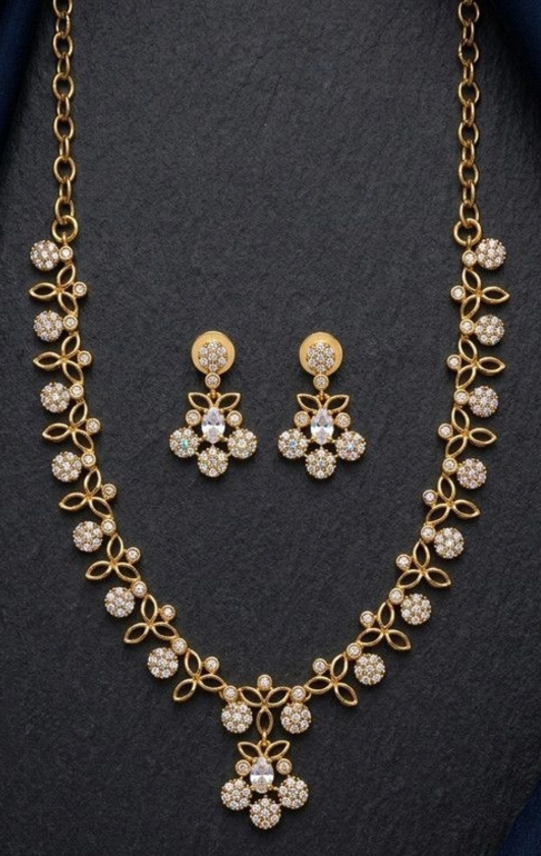 Talish Gold-Plated American Diamond Necklace and Earrings