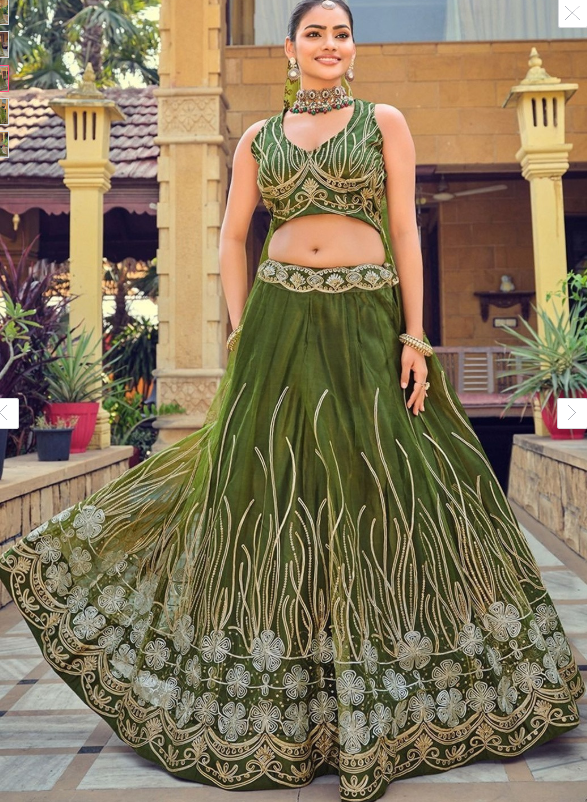 UDBHAV EXPORT Embroidered Thread Work Semi-Stitched Lehenga & Blouse With Dupatta