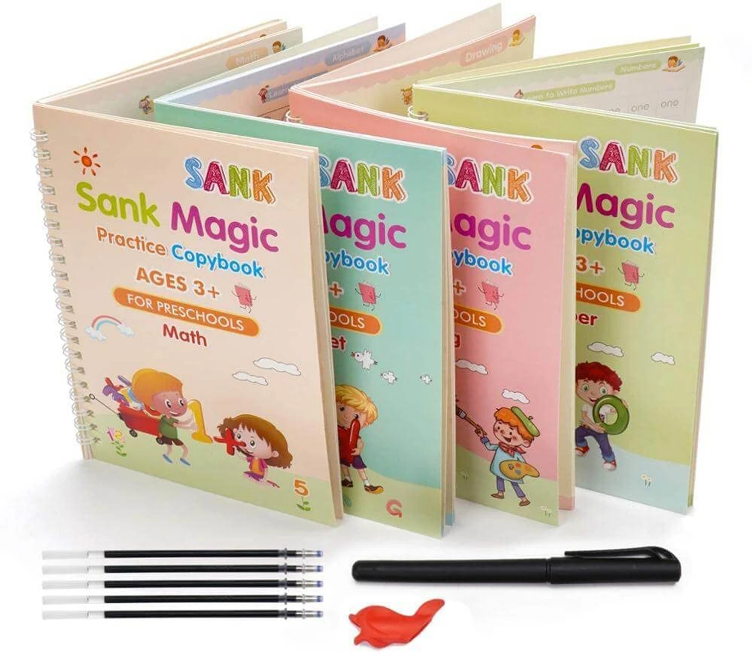 Villy Magic Book For Kids ( 4 Book + 10 Refill + 1 Pen + 1 Grip )
