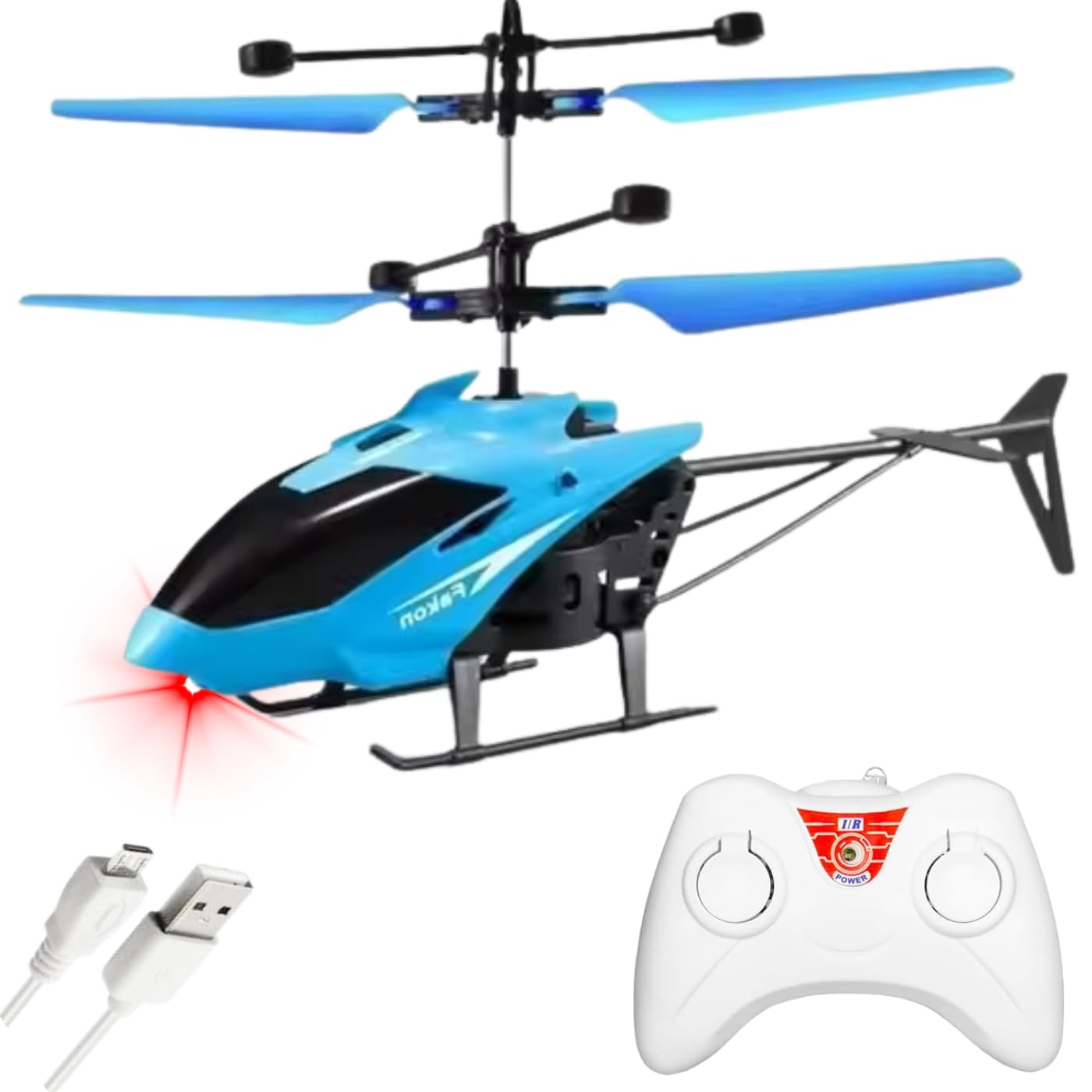 RC Helicopter Toy for Kids with Hand Gravity Sensor | Rechargeable Flying Remote Control Helicopter with 3D Lights (Blue)